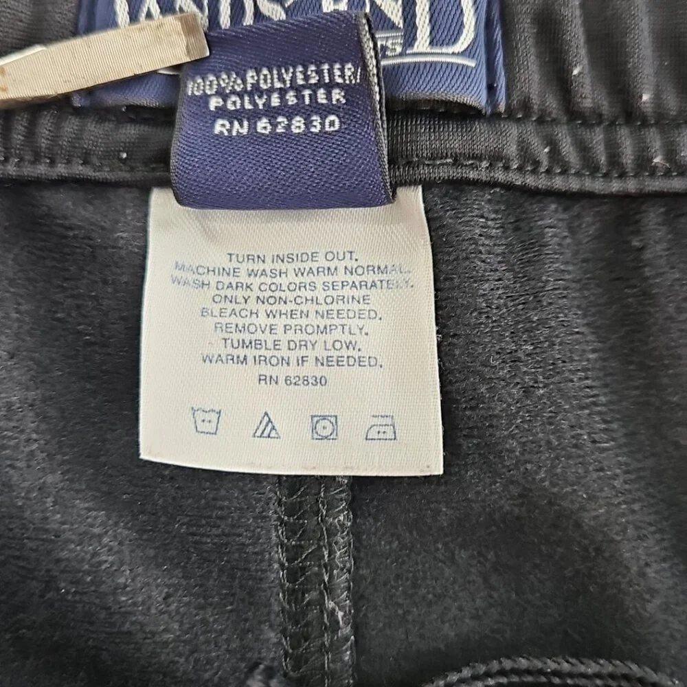 Lands' End Double‎ Stripe Jogger Men's XL (40-42) Black Drawstring Elastic Waist